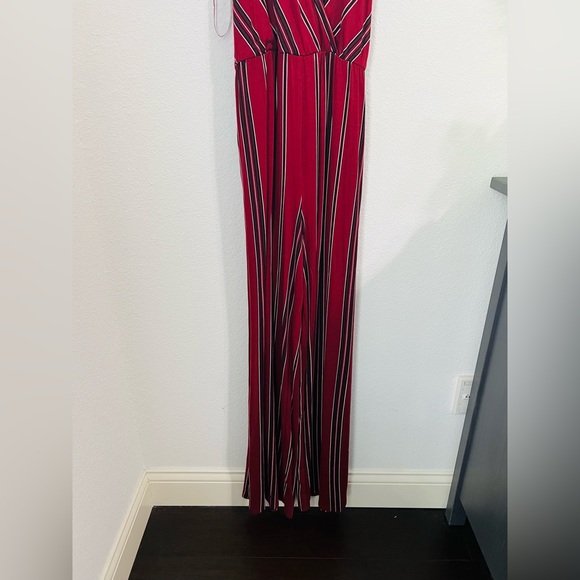 Allison Joy Jumpsuit Romper Burgundy Stripped Size Large - Picture 7 of 7